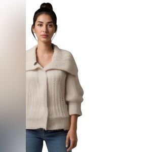 Free People Cream Knit Sweater Cardigan